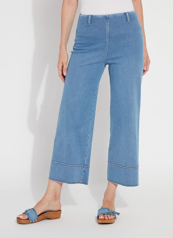 Margo Hi Waist Crop Denim In Bleached Blue