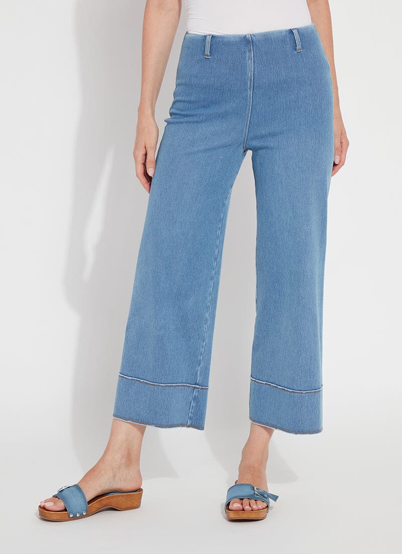 Margo Hi Waist Crop Denim In Bleached Blue