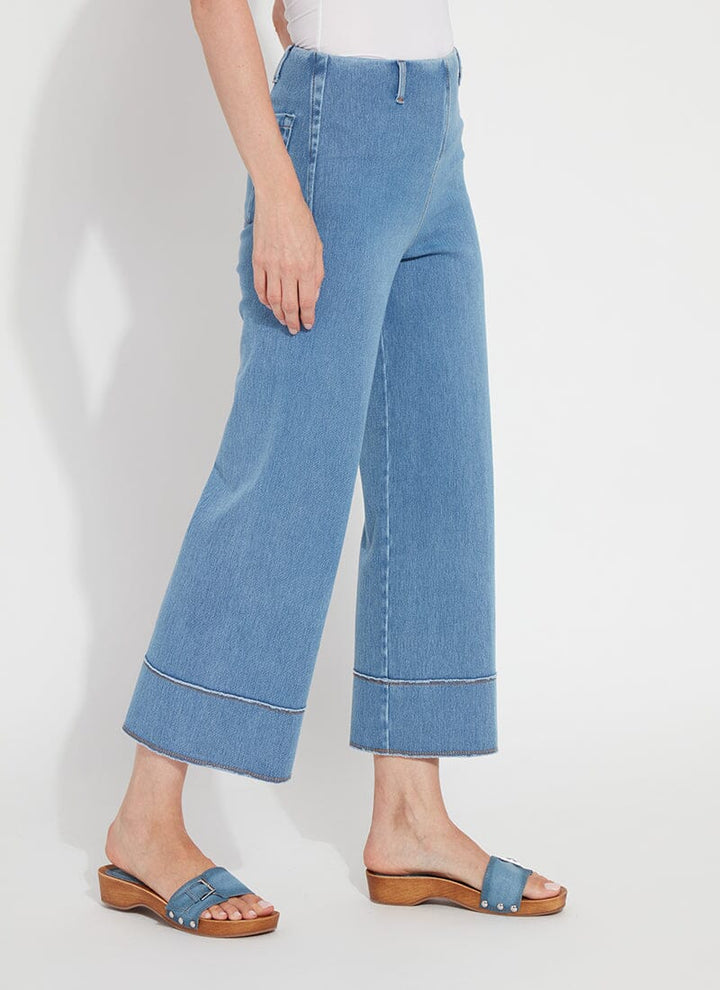 Margo Hi Waist Crop Denim In Bleached Blue
