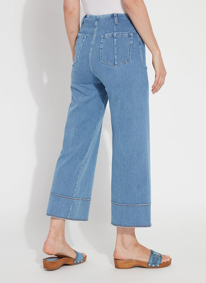 Margo Hi Waist Crop Denim In Bleached Blue