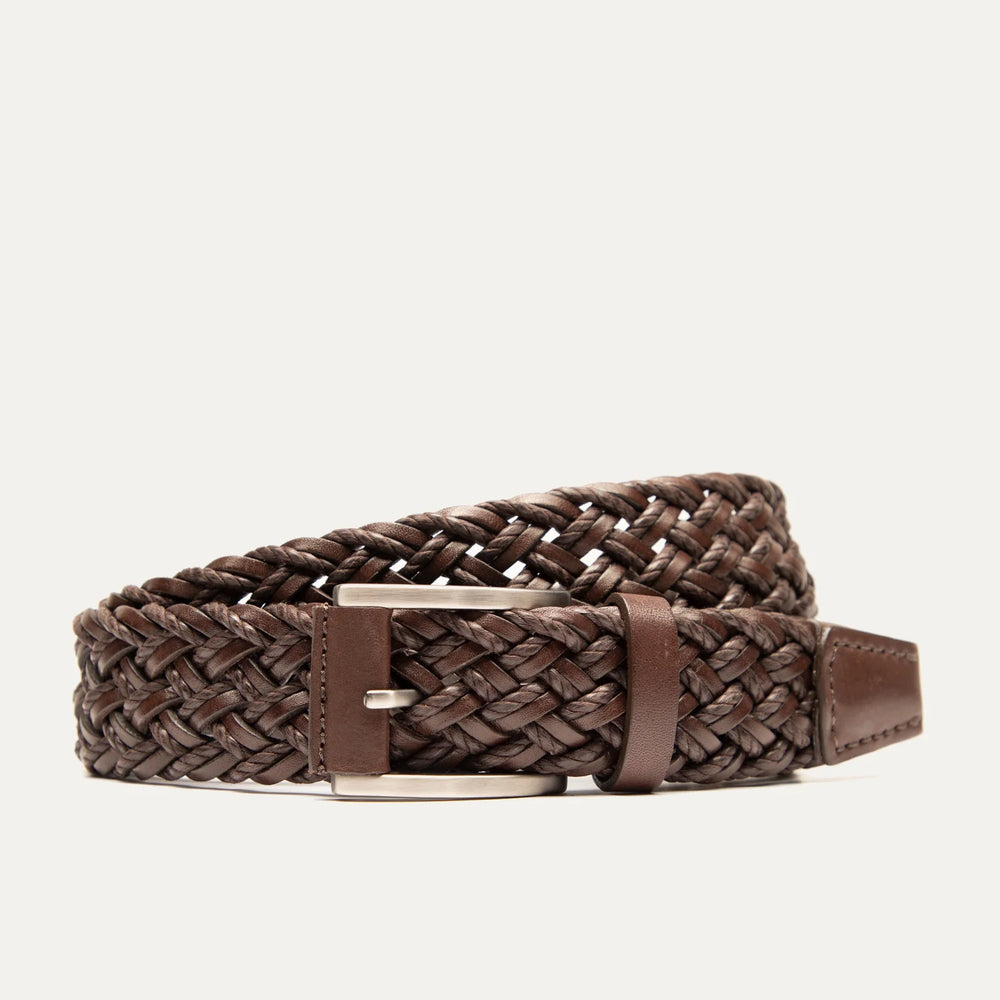 Leather Braided Waxed Cord Belt in Brown - Madison's Niche 