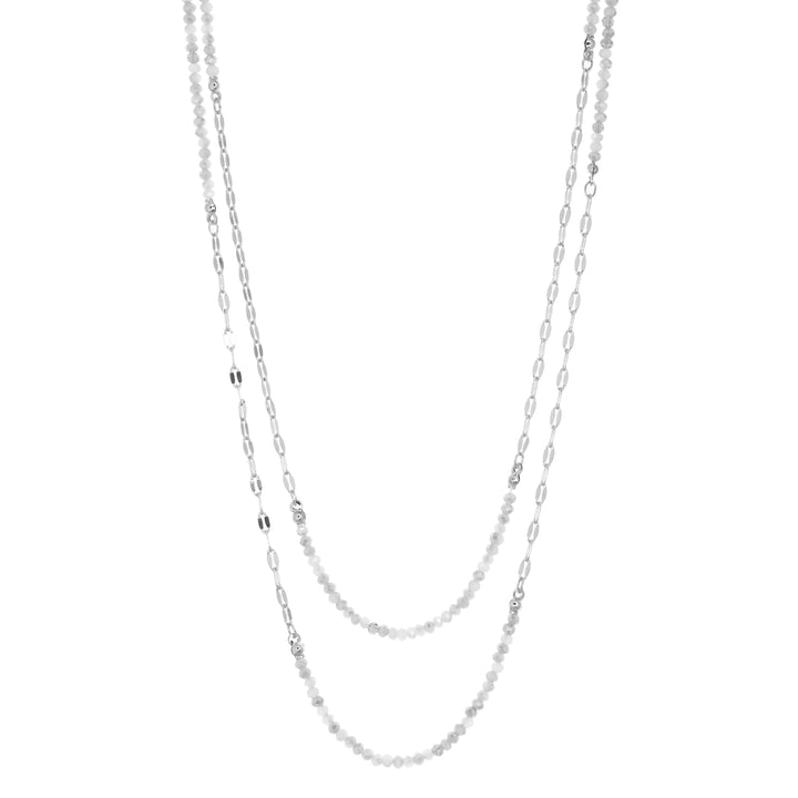 Beaded Chain Wrap Necklace in Silver
