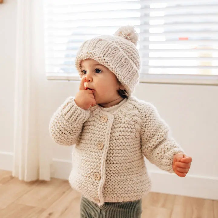 Garter Stitch Cardigan in Natural