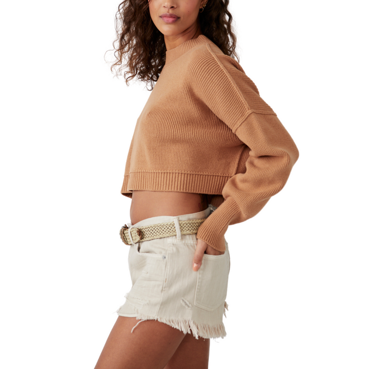 Easy Street Crop Pullover in Camel - Madison's Niche 
