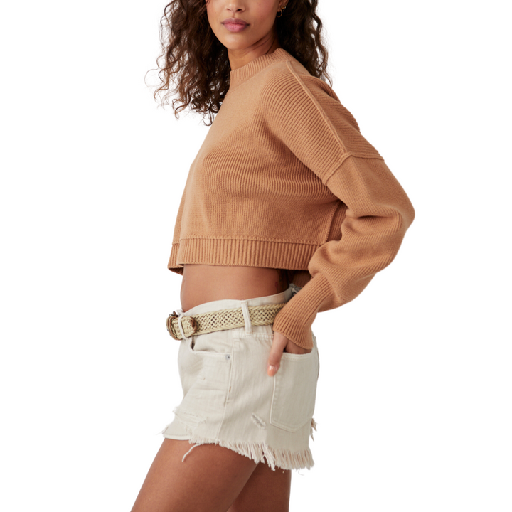 Easy Street Crop Pullover in Camel