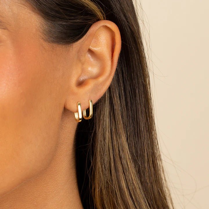 Solid Oval Huggie Earring in Gold