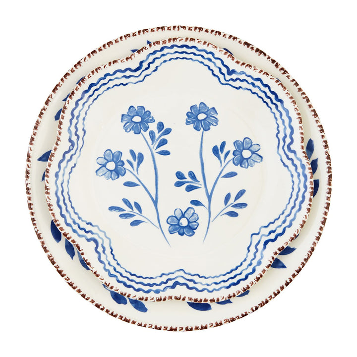 Blue Floral Platter Set of 2