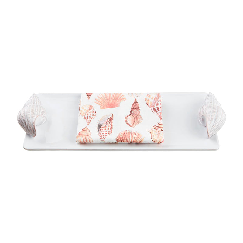 Shell Handle Tray And Towel Set