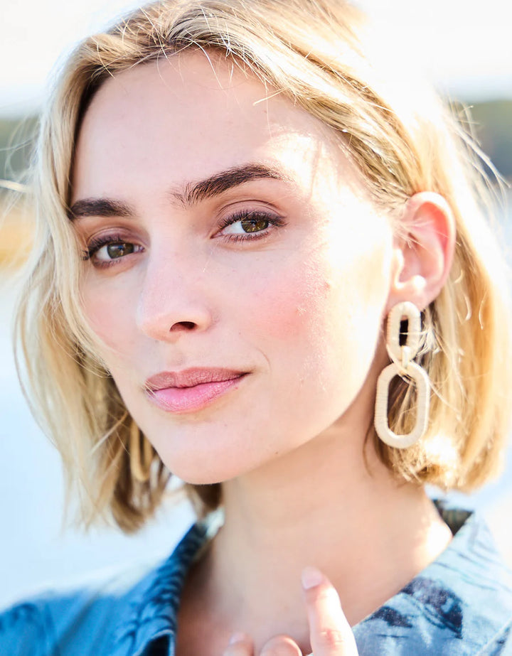 Natural Straw Link Earrings