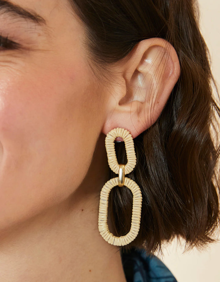 Natural Straw Link Earrings