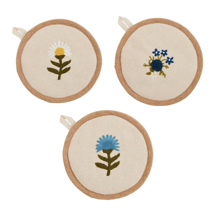 Floral Embroidery Pot Holder