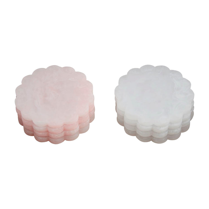 Pink Scallop Resin Coaster Set