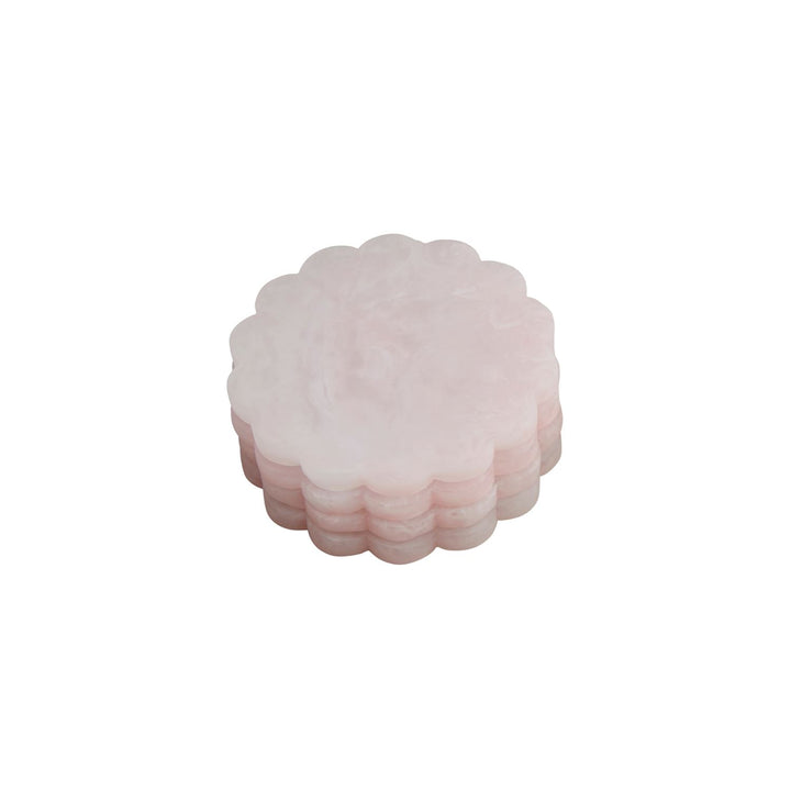 Pink Scallop Resin Coaster Set