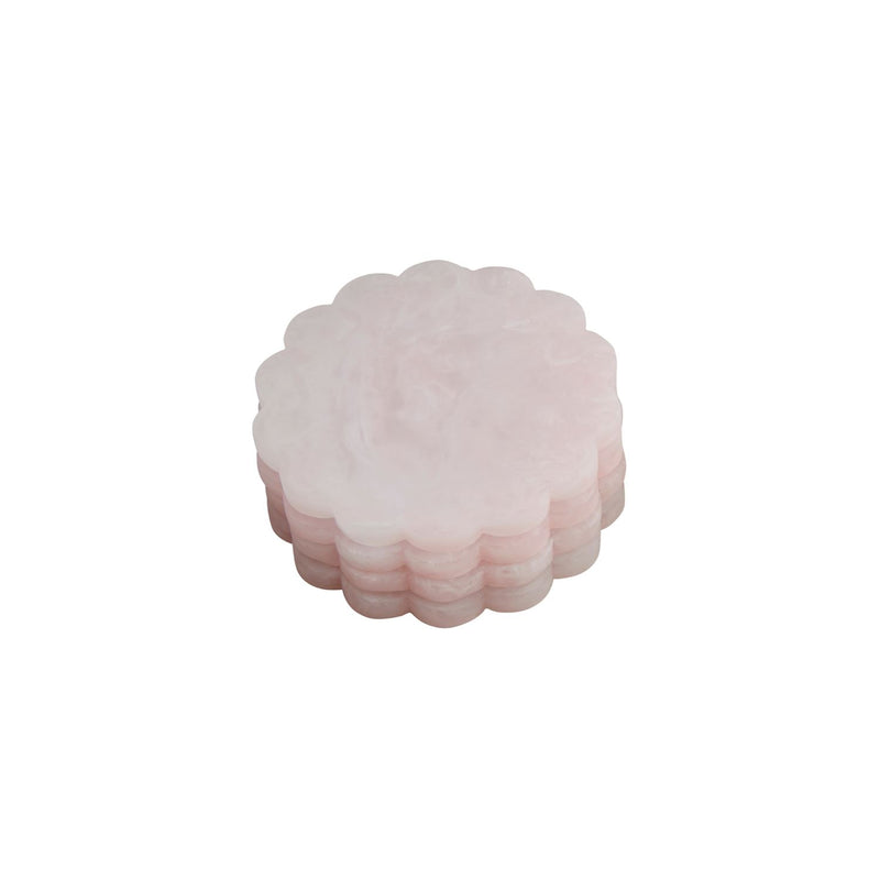 Pink Scallop Resin Coaster Set
