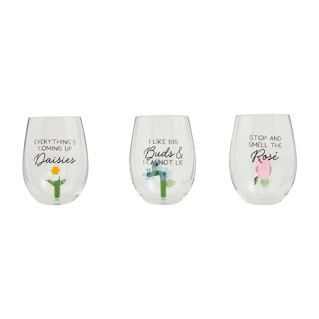 Pink Rose Wine Glass