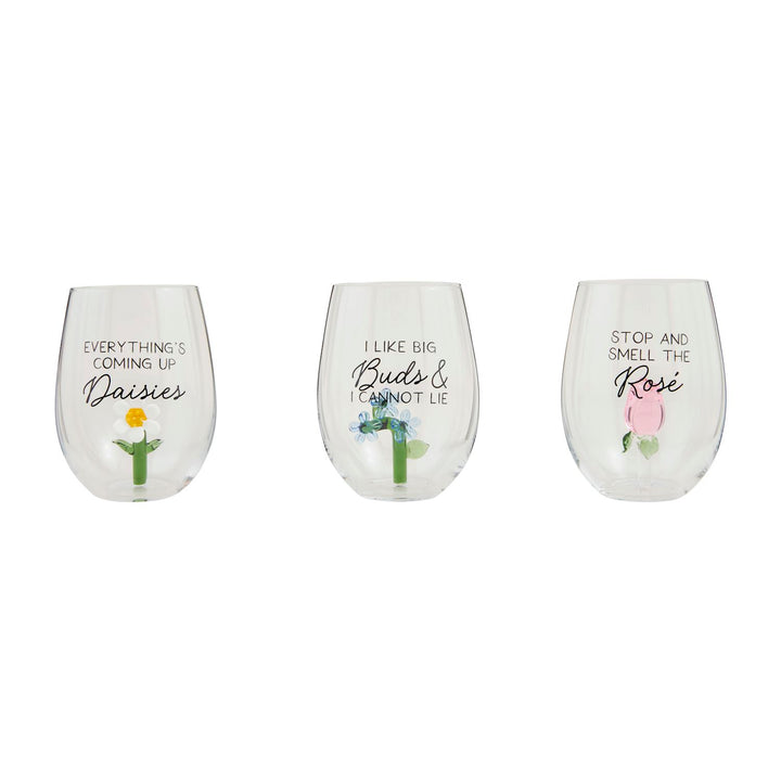 Pink Rose Wine Glass
