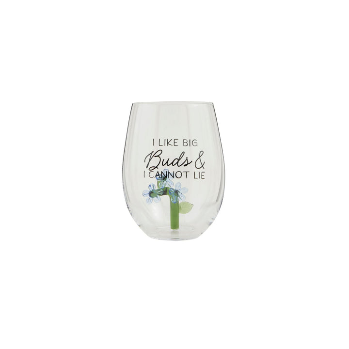 Blue Flower Wine Glass