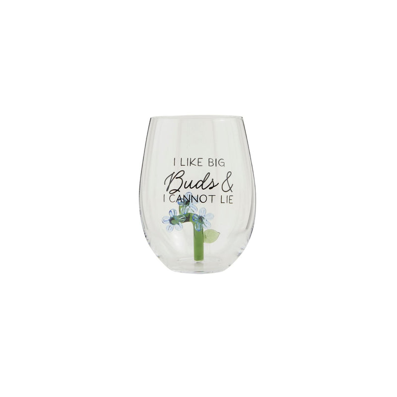 Blue Flower Wine Glass