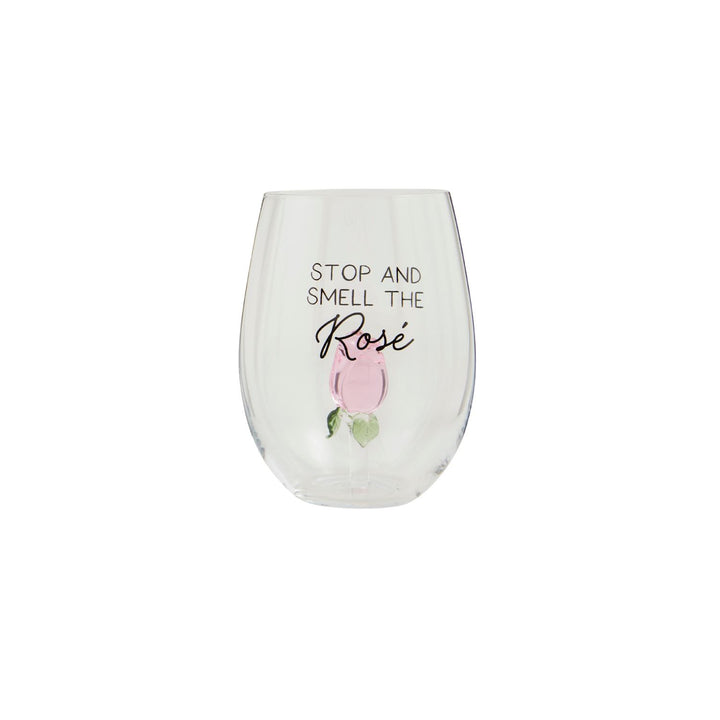 Pink Rose Wine Glass