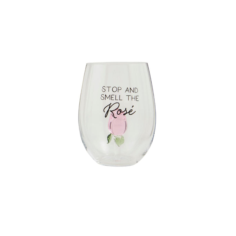 Pink Rose Wine Glass