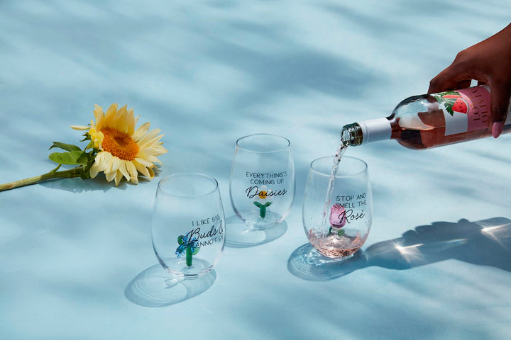 Pink Rose Wine Glass
