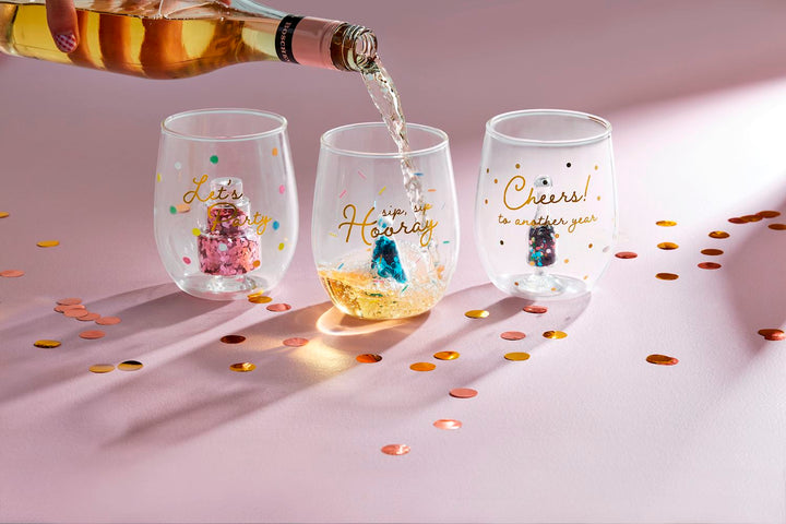 Cheers Glitter Wine Glass