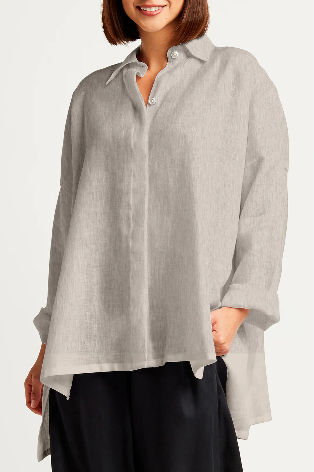 Linen E-Z Shirt in Oat - Madison&