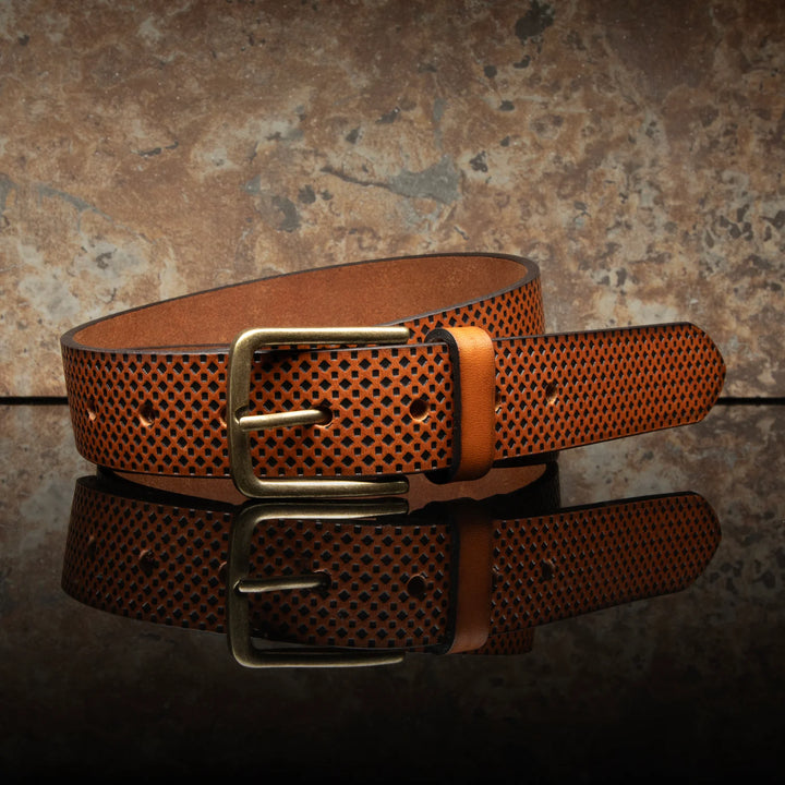 Embossed Golf Belt in Brown - Madison's Niche 