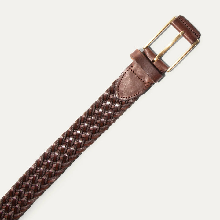 Leather Braided Waxed Cord Belt in Brown - Madison's Niche 