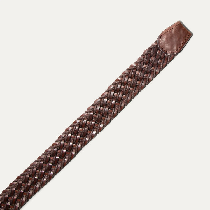 Leather Braided Waxed Cord Belt in Brown - Madison's Niche 