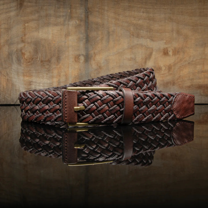 Leather Braided Waxed Cord Belt in Brown - Madison's Niche 