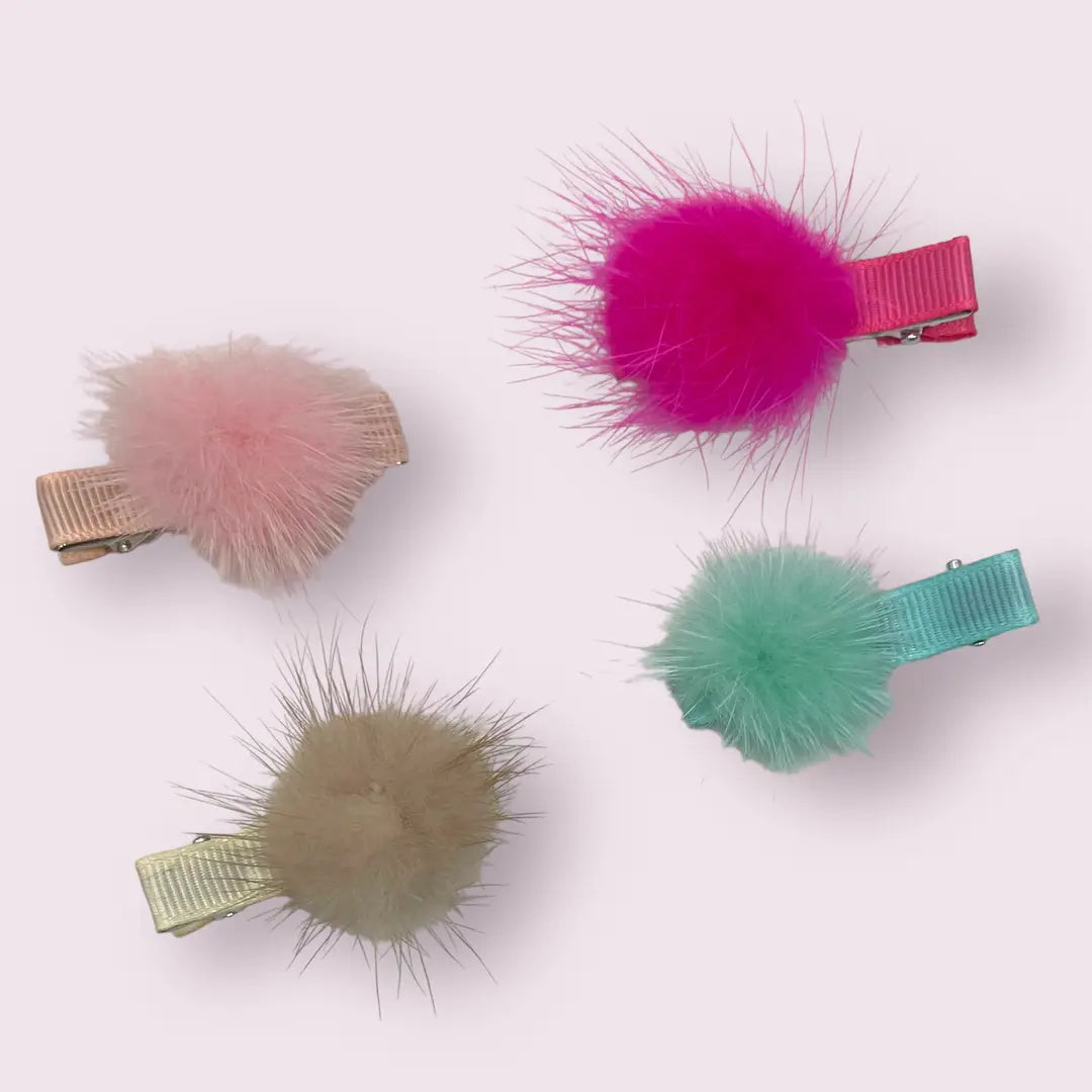 Mink PomPom Barrette