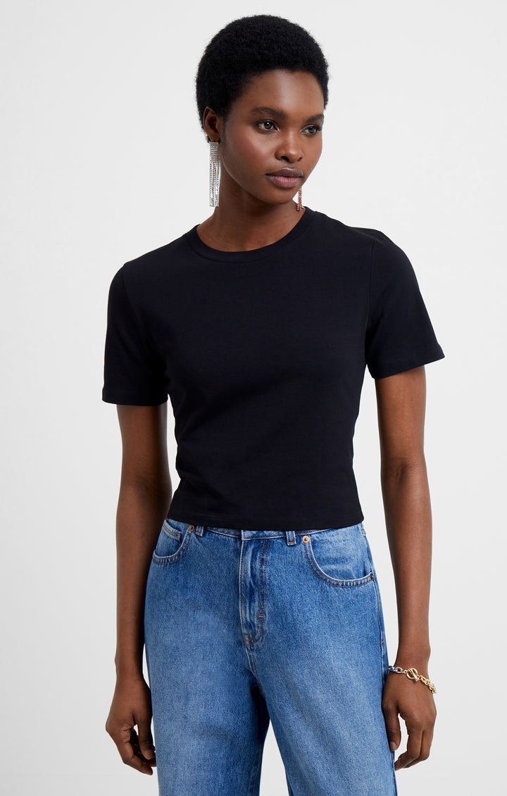 Rallie Cotton Crew Tee in Black