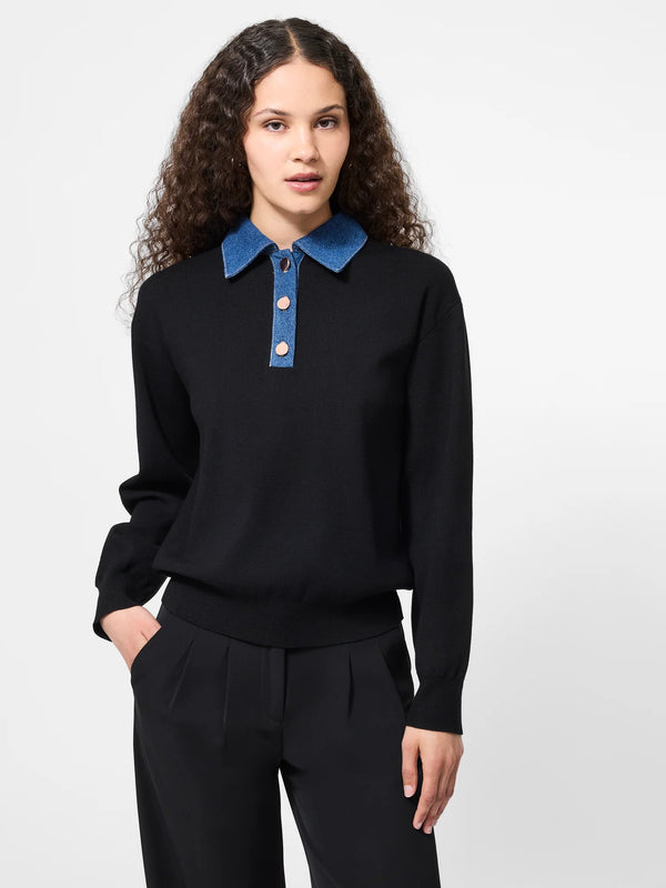 Denim Knit Collared Sweater Madison's Niche 