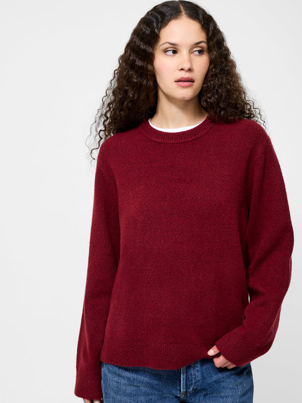 Emilia Knit Boyfriend Sweater in Cabernet Madison's Niche 