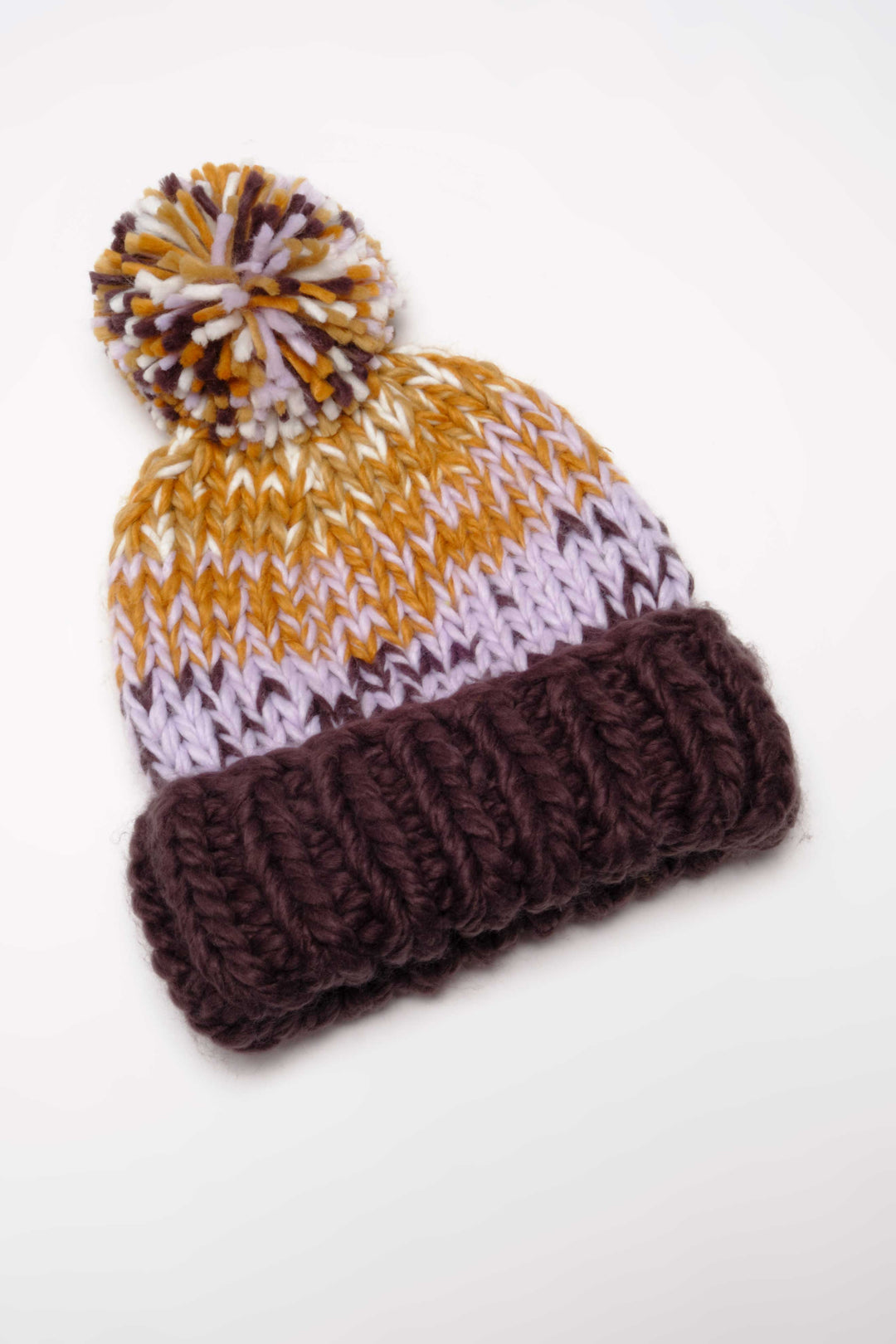 Tide Stripe Knit Pom Beanie