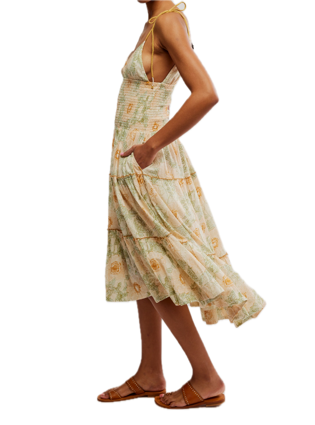 Adriel Midi in Ivory Combo by Free People, a 100% cotton midi dress with a flattering silhouette, perfect for any occasion.