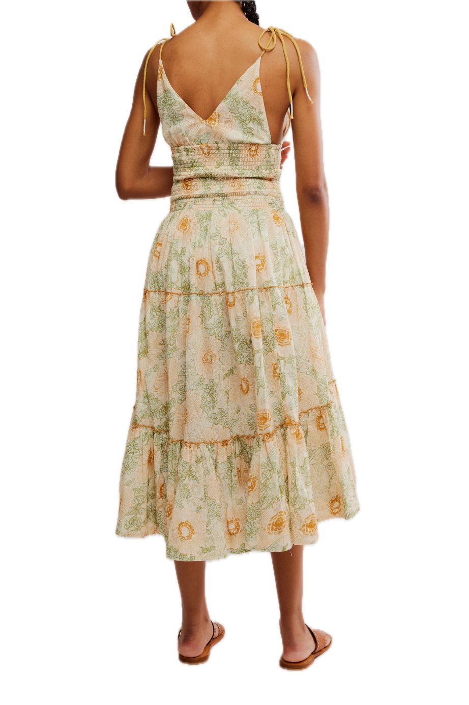 Adriel Midi in Ivory Combo by Free People, a 100% cotton midi dress with a flattering silhouette, perfect for any occasion.