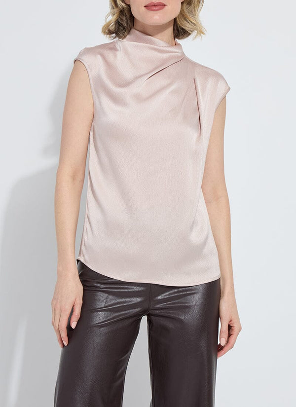 Aisha High Neck Draped Blouse in Rose Petal Madison's Niche 