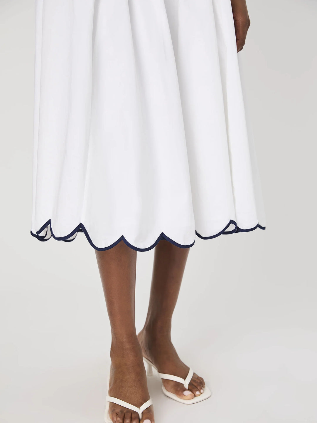 Alexis Cotton Scallop Midi Skirt in White