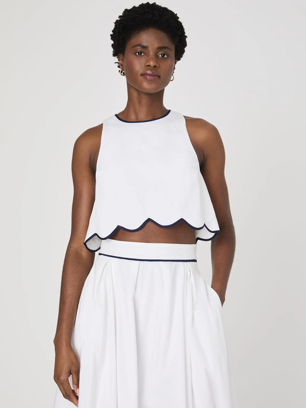 Alexis Cotton Scallop Top in White Madison's Niche 