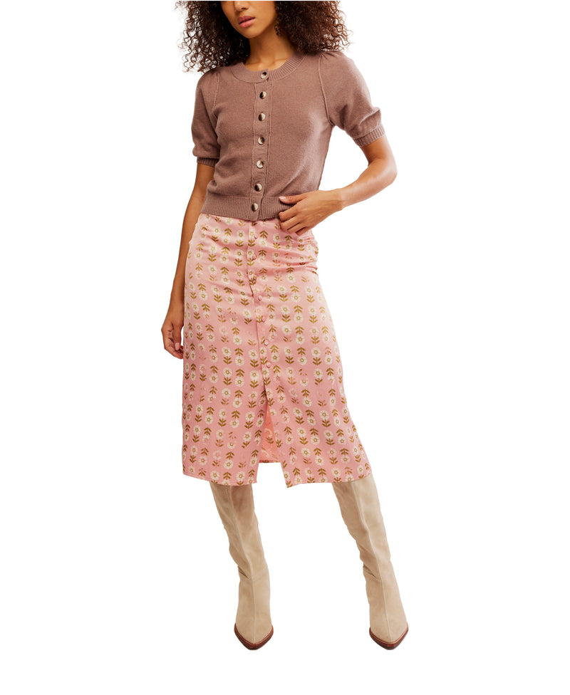 Analise Printed Midi Skirt in Blush