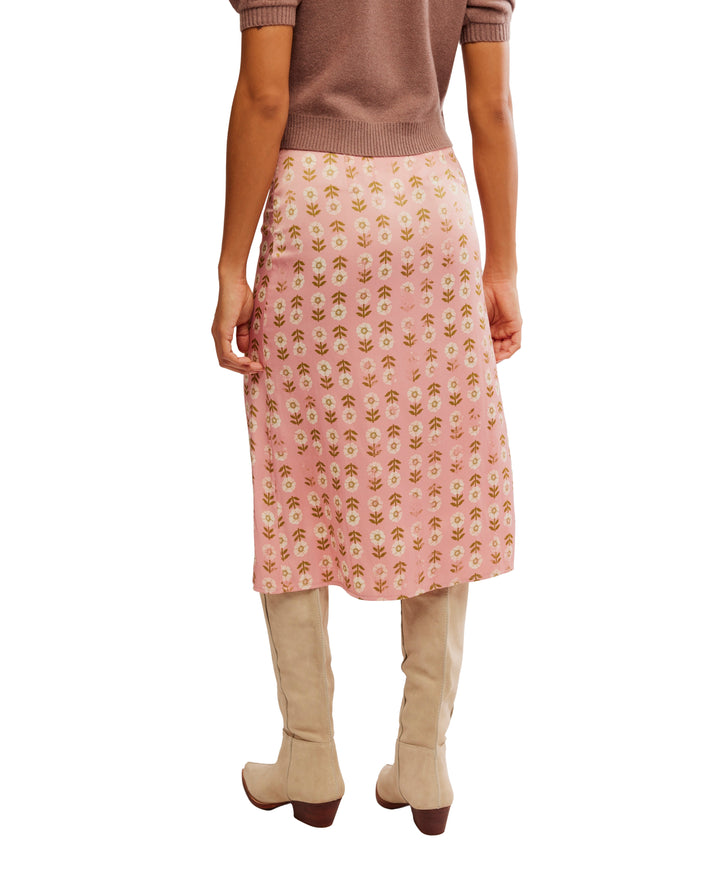 Analise Printed Midi Skirt in Blush
