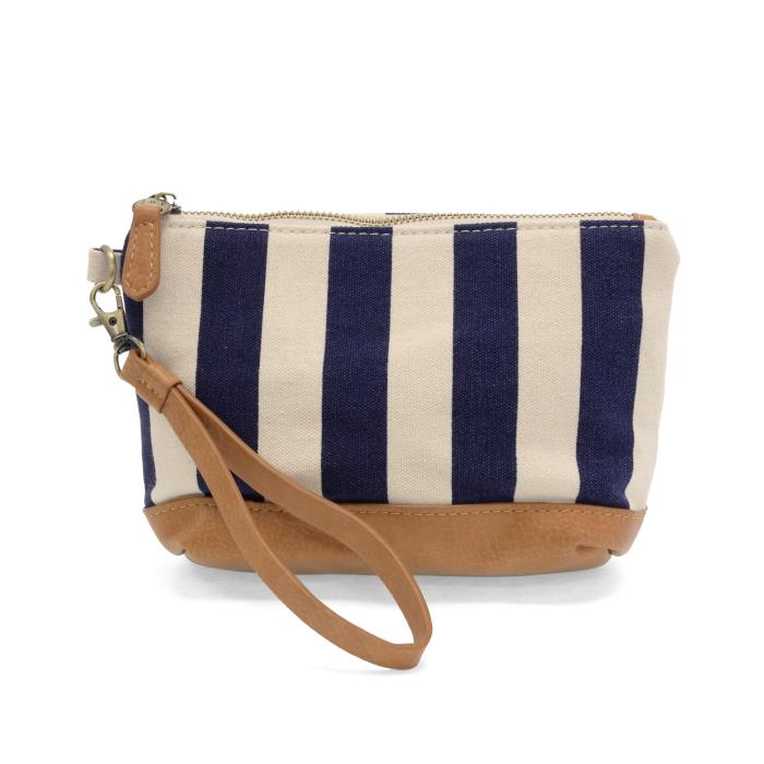 Awning Stripe Wristlet Canvas Bag in Navy