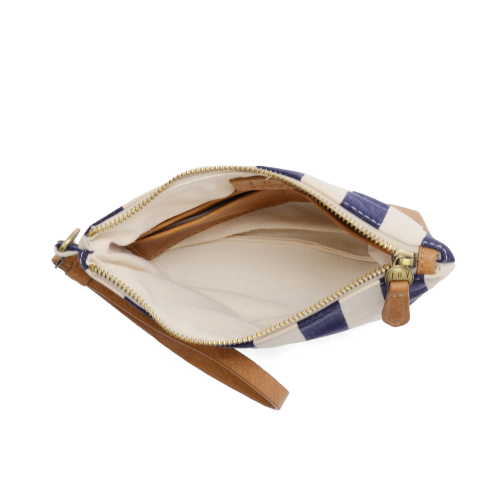 Awning Stripe Wristlet Canvas Bag in Navy