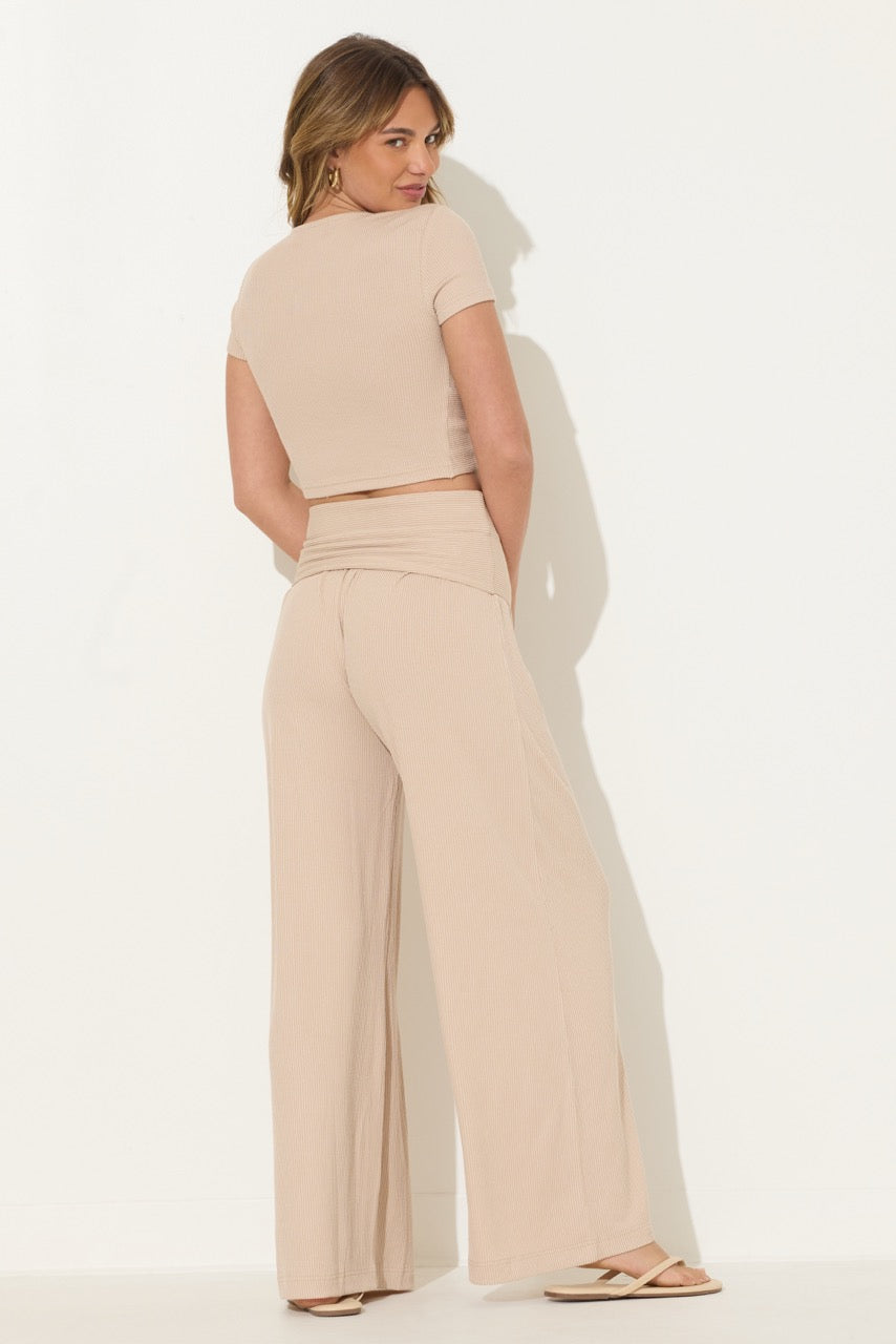 Sand Rib Knit Flare Pant