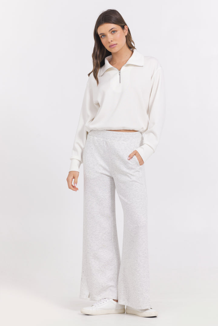 Cloud Fleece Quarter Zip in Eggshell
