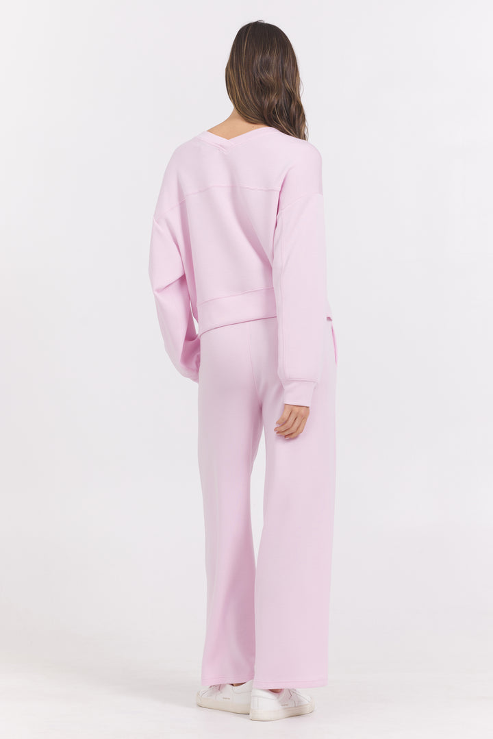 Cloud Fleece Wide Leg with Slit in Pink