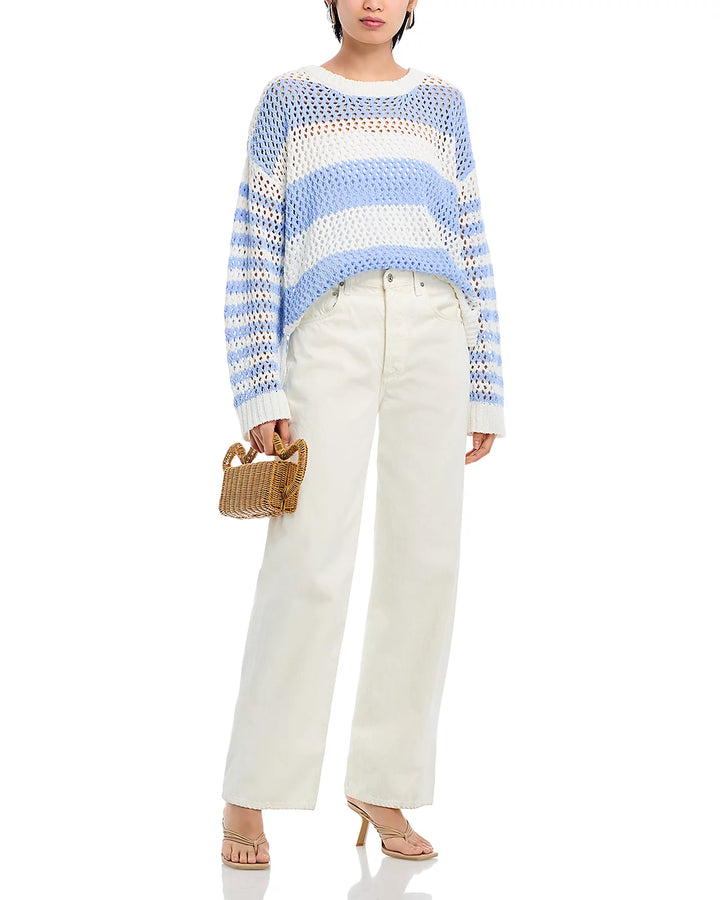 Bahama Blue Striped Knit Netted Sweater