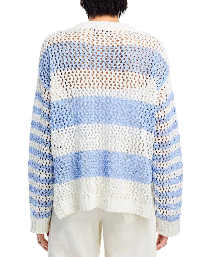 Bahama Blue Striped Knit Netted Sweater